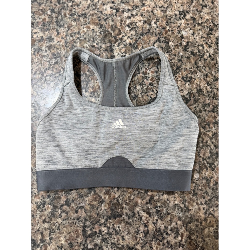 Adidas Women Gray Space Dye Racerback Mesh Sports Bra XS A-C